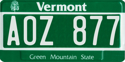VT license plate AOZ877