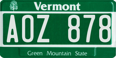 VT license plate AOZ878