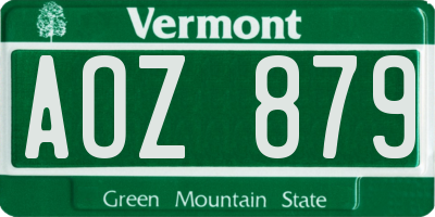 VT license plate AOZ879