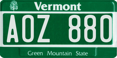 VT license plate AOZ880