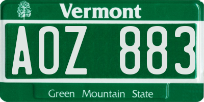VT license plate AOZ883