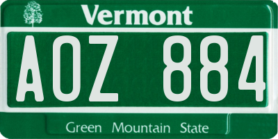 VT license plate AOZ884