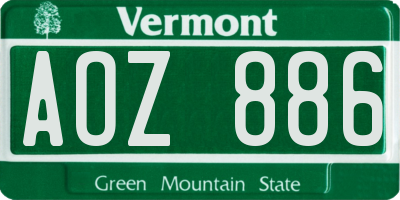 VT license plate AOZ886