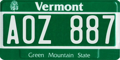 VT license plate AOZ887
