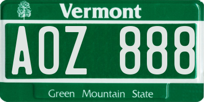 VT license plate AOZ888