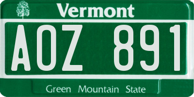 VT license plate AOZ891