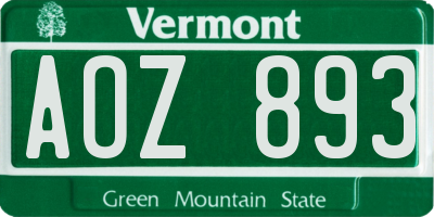VT license plate AOZ893