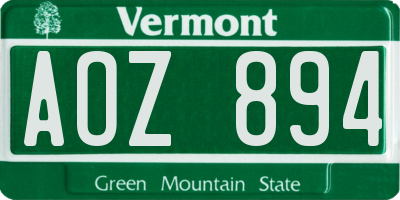 VT license plate AOZ894