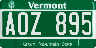 VT license plate AOZ895