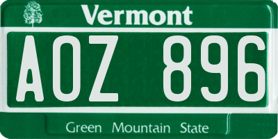 VT license plate AOZ896