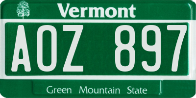 VT license plate AOZ897