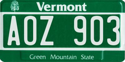 VT license plate AOZ903