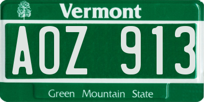 VT license plate AOZ913