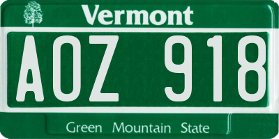 VT license plate AOZ918