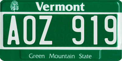 VT license plate AOZ919