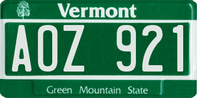 VT license plate AOZ921