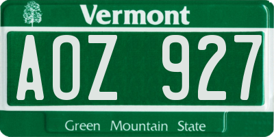 VT license plate AOZ927