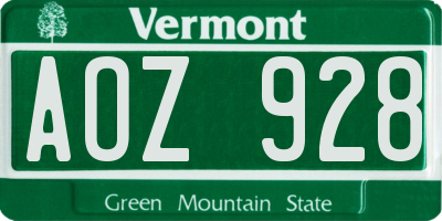 VT license plate AOZ928