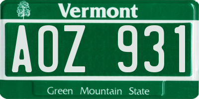 VT license plate AOZ931