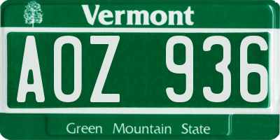 VT license plate AOZ936