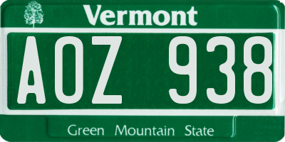 VT license plate AOZ938