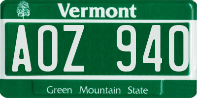 VT license plate AOZ940