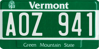 VT license plate AOZ941