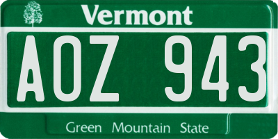 VT license plate AOZ943