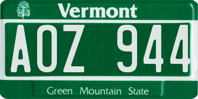 VT license plate AOZ944