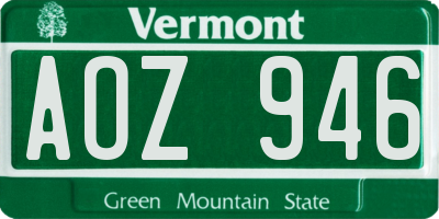 VT license plate AOZ946