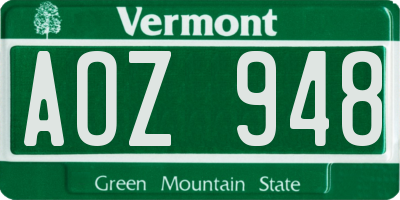 VT license plate AOZ948