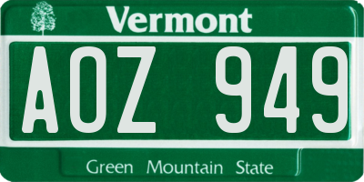 VT license plate AOZ949