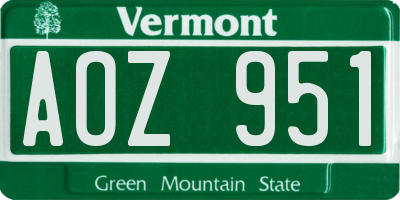 VT license plate AOZ951