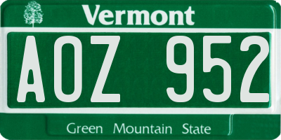 VT license plate AOZ952