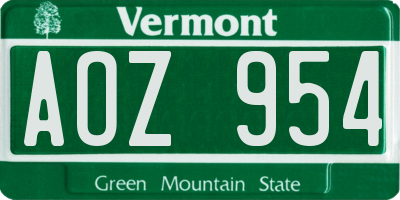 VT license plate AOZ954