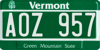 VT license plate AOZ957