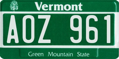 VT license plate AOZ961