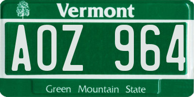 VT license plate AOZ964