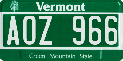 VT license plate AOZ966