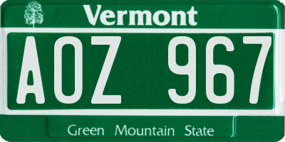 VT license plate AOZ967