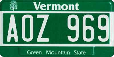 VT license plate AOZ969