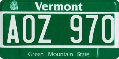 VT license plate AOZ970