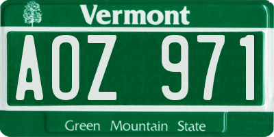 VT license plate AOZ971