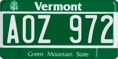 VT license plate AOZ972