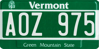 VT license plate AOZ975