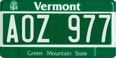 VT license plate AOZ977