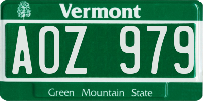 VT license plate AOZ979