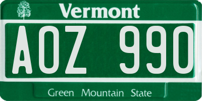 VT license plate AOZ990