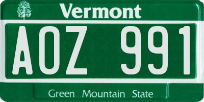 VT license plate AOZ991