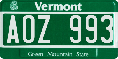 VT license plate AOZ993